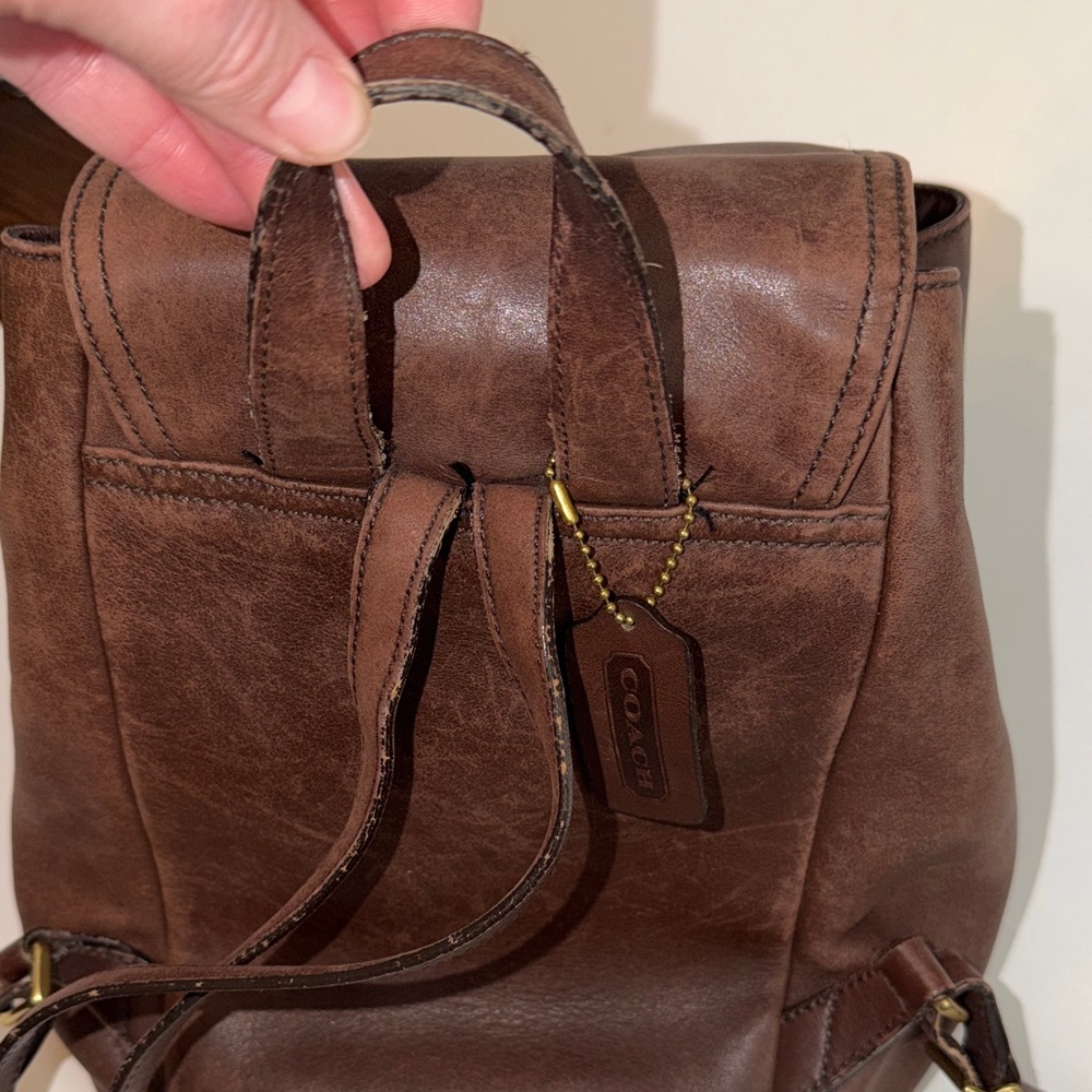 Vintage 90’s early 00’s Coach Dark Brown Leather Backpack - Picture 9 of 13